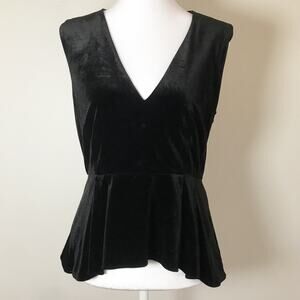 ZARA Woman Black Velvet Draped Midi Skirt Size M